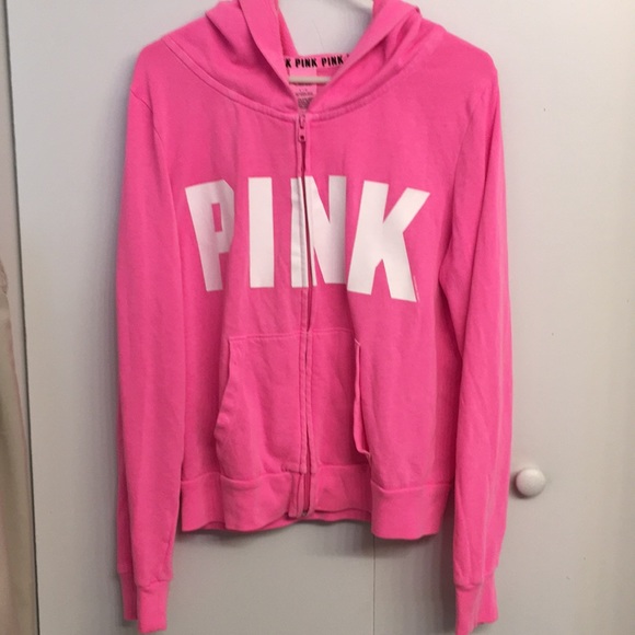 PINK Victoria's Secret Tops - PINK Hot Pink Zip Up Hoodie